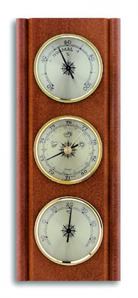 analoge Holz-Nussbaum WETTERSTATION Thermometer, Hygrometer, Barometer, Innenraum